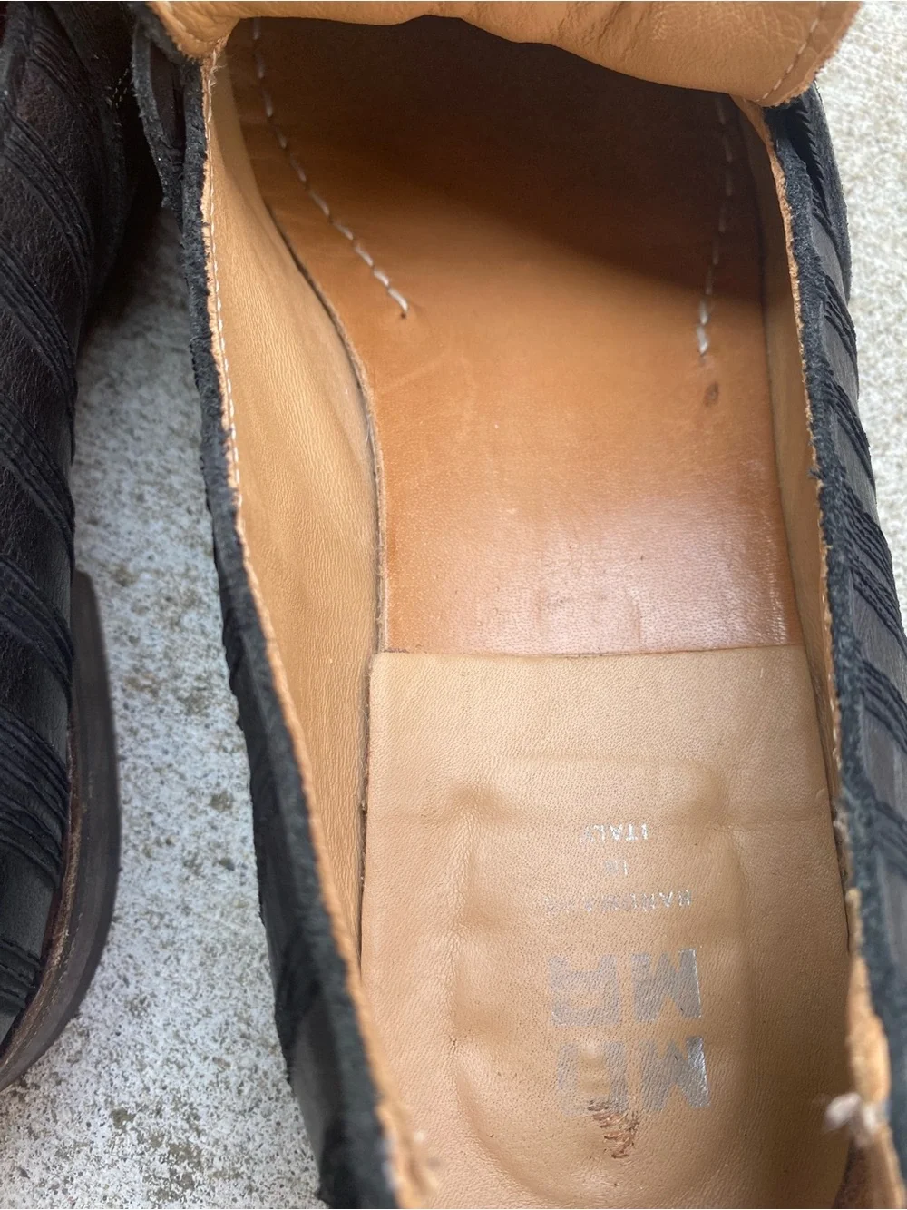MOMA Handmade Italian VERO CUOIO Leather Loafers Euro 41 Stripe Texture
